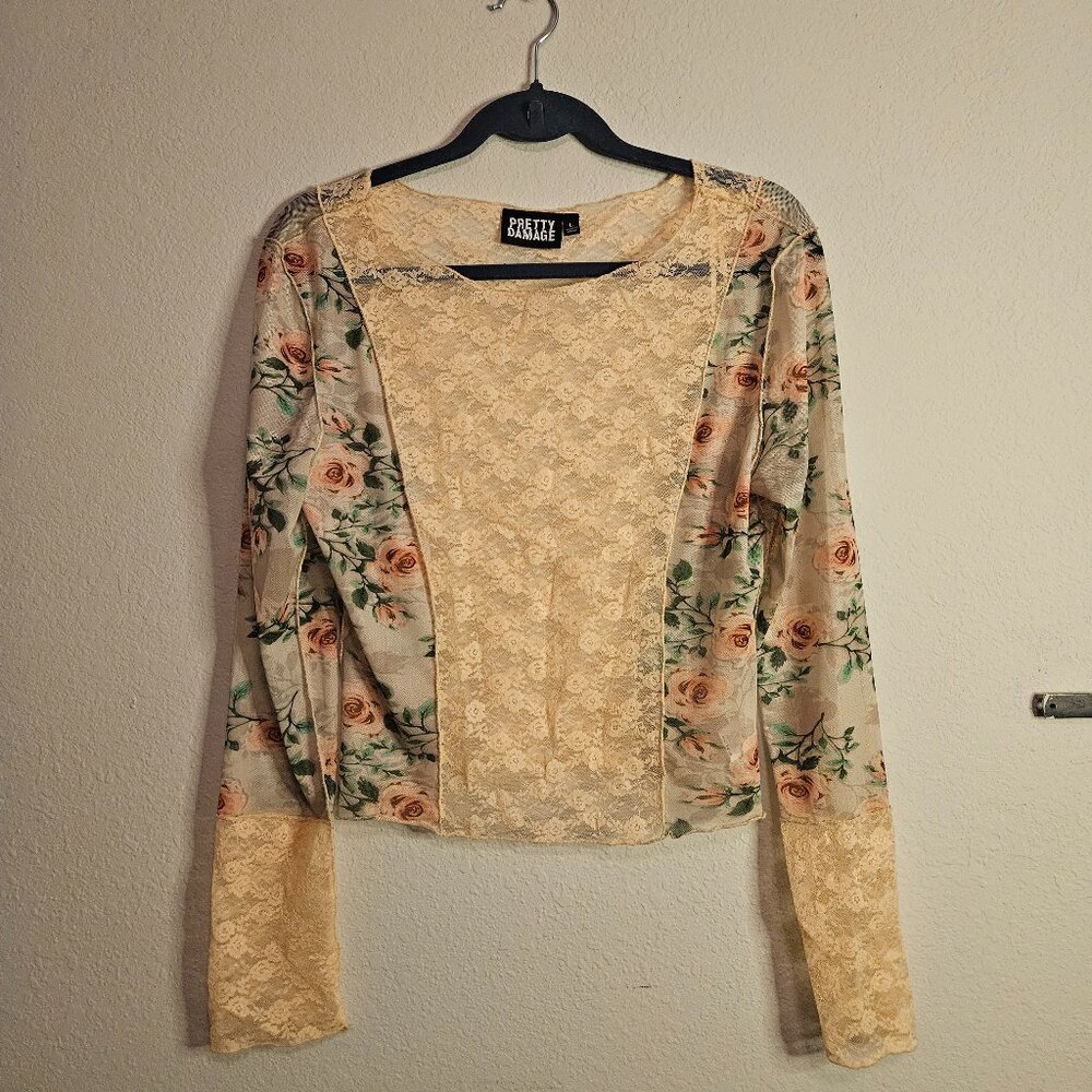 Floral Mesh Long Sleeve